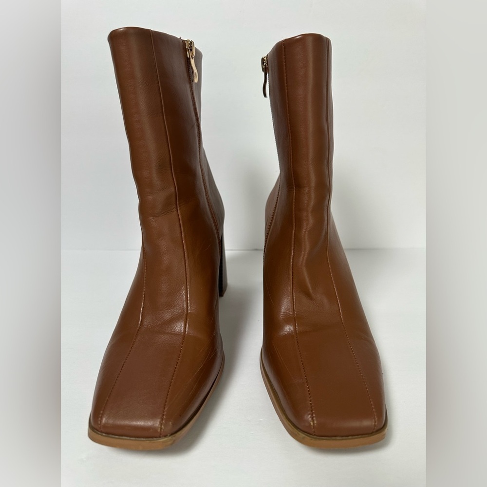 Boss Lady Chunky Heeled Boots Brown Size 10 - Picture 6 of 14
